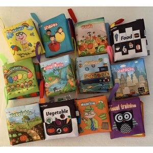 Teytoy Soft Baby Books 12 Nontoxic Fabric Baby Books Rattle or Squeak or Crinkle